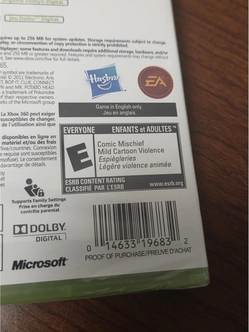 Hasbro Family Game Night Fun Pack Microsoft Xbox 360 Game E EA NTSC-U/C 2011